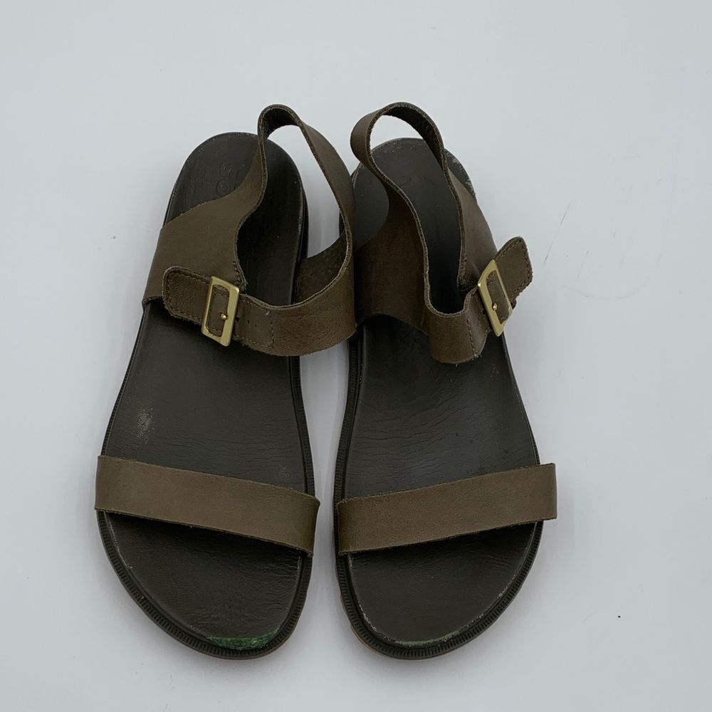 Sorel Roaming Decon olive green leather strap sandals Womans size 9 - Picture 4 of 11